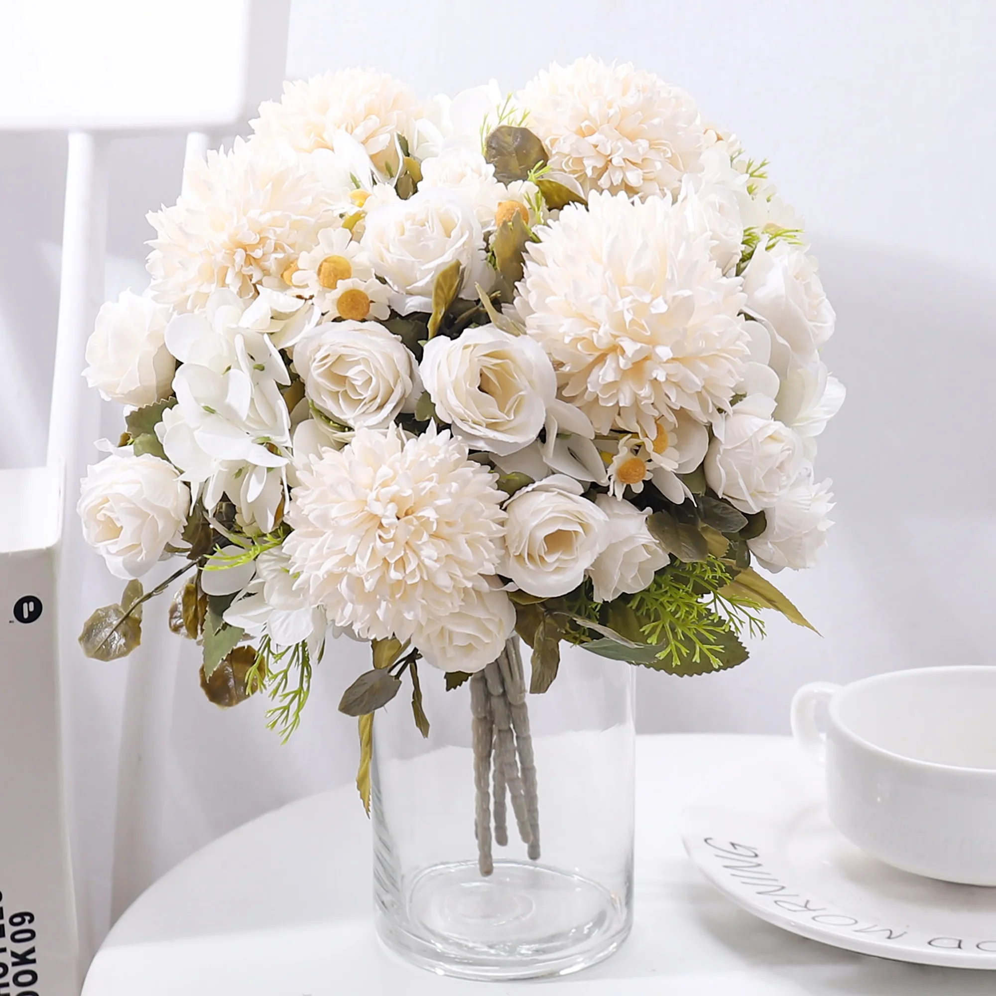 7 شوكة البابونج الزهور الاصطناعية الخريف الورد الحرير باقة للمنزل طاولة الزفاف عيد الحب اكسسوارات الديكور هدية