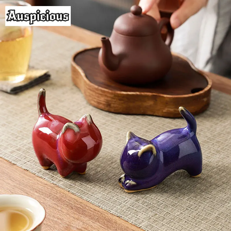 Creative Cute Cat Tea Pet Handmade Tea Spirit Tea Play Toys Tea Figurine Household Tea Statue Tea Ceremony White Tea Teaset Gift