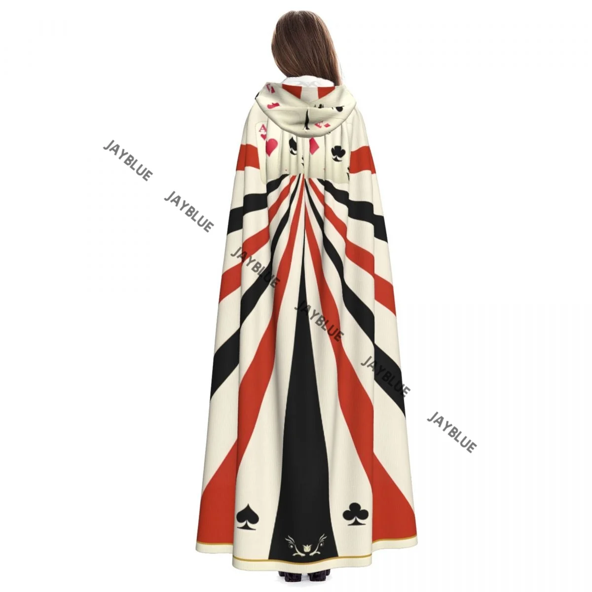 للجنسين الكبار الآس من الماس أوراق اللعب قلوب البستوني نوادي عباءة مع غطاء محرك السيارة طويل الساحرة زي تأثيري #4