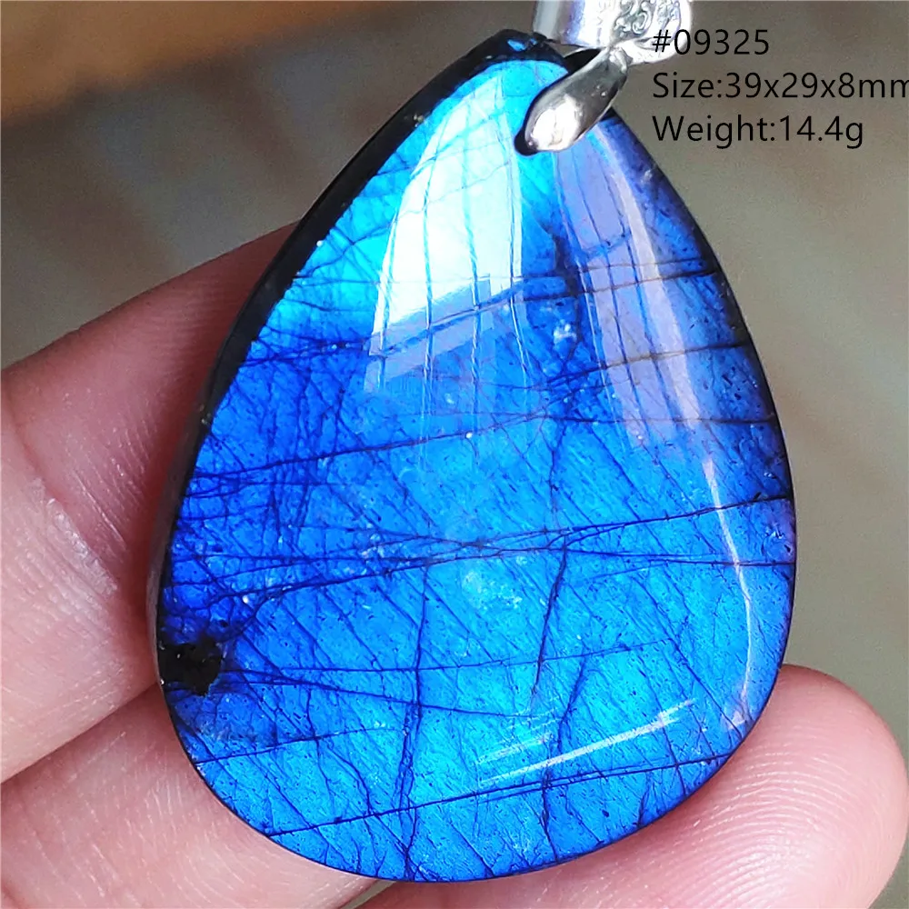 Natural Blue Light Labradorite Pendant Jewelry Water Drop Crystal Flash Labradorite Bead Necklace Women Men AAAAAA