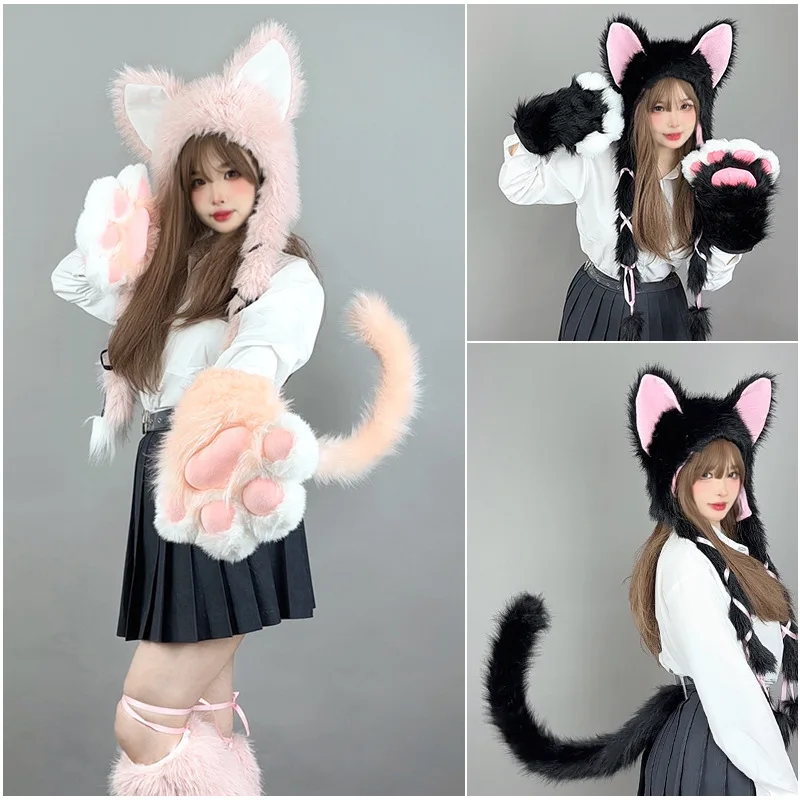 

Fox Ear Hat Niche Subculture Y2k Cat Ear Hat Two-dimensional Autumn and Winter Plush Warm Hat