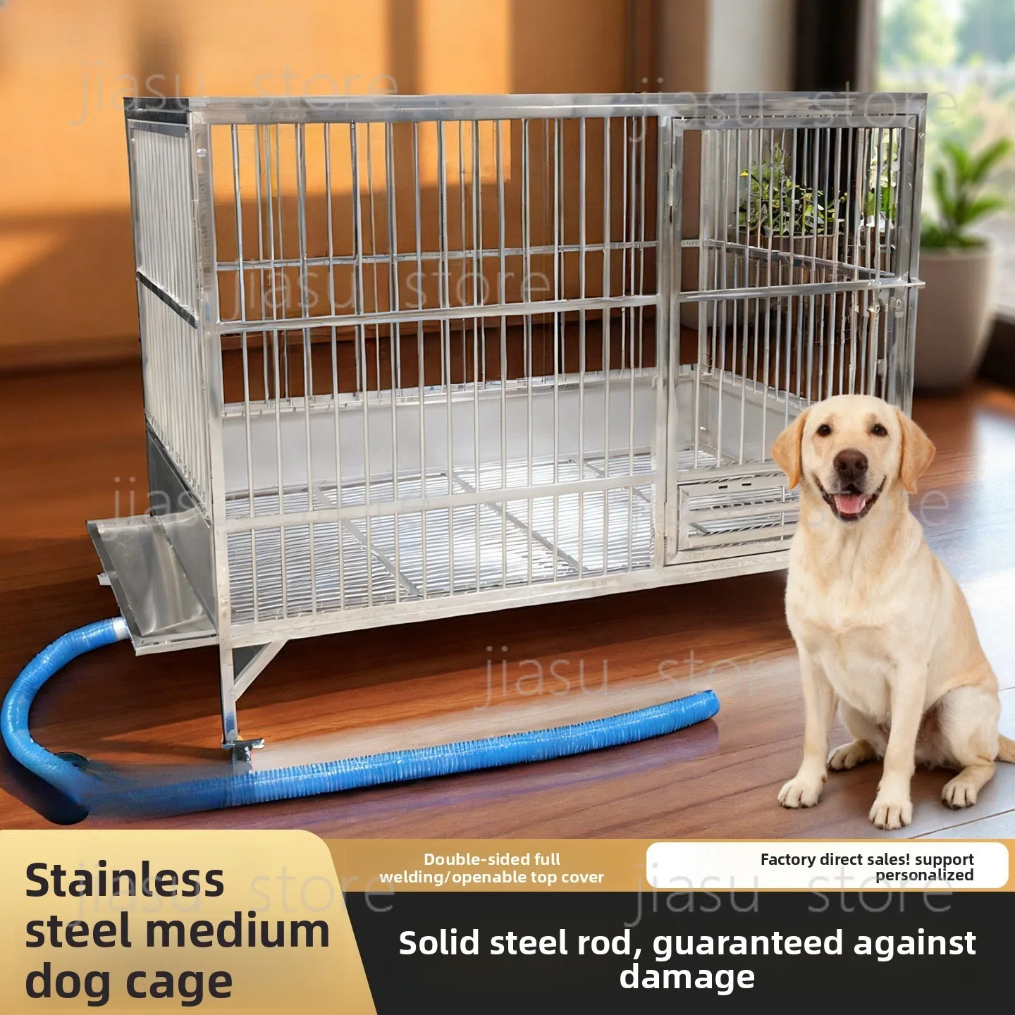 

Indoor Integrated Funnel Stainless Steel Dog Cage Luxury Kennel Villa for Large Medium Pet Dogs