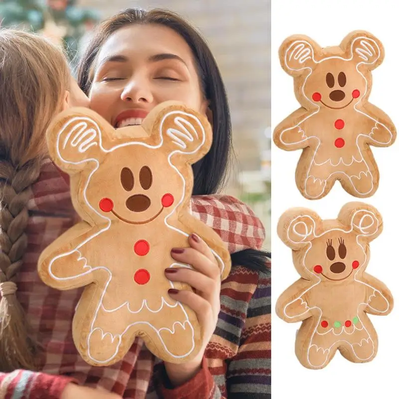 Christmas Gingerbread Pillow Cute Gingerbread Man Plushie Soft Anime Biscuit Man Doll Cartoon Toys For Home Decoation Kids Gifts