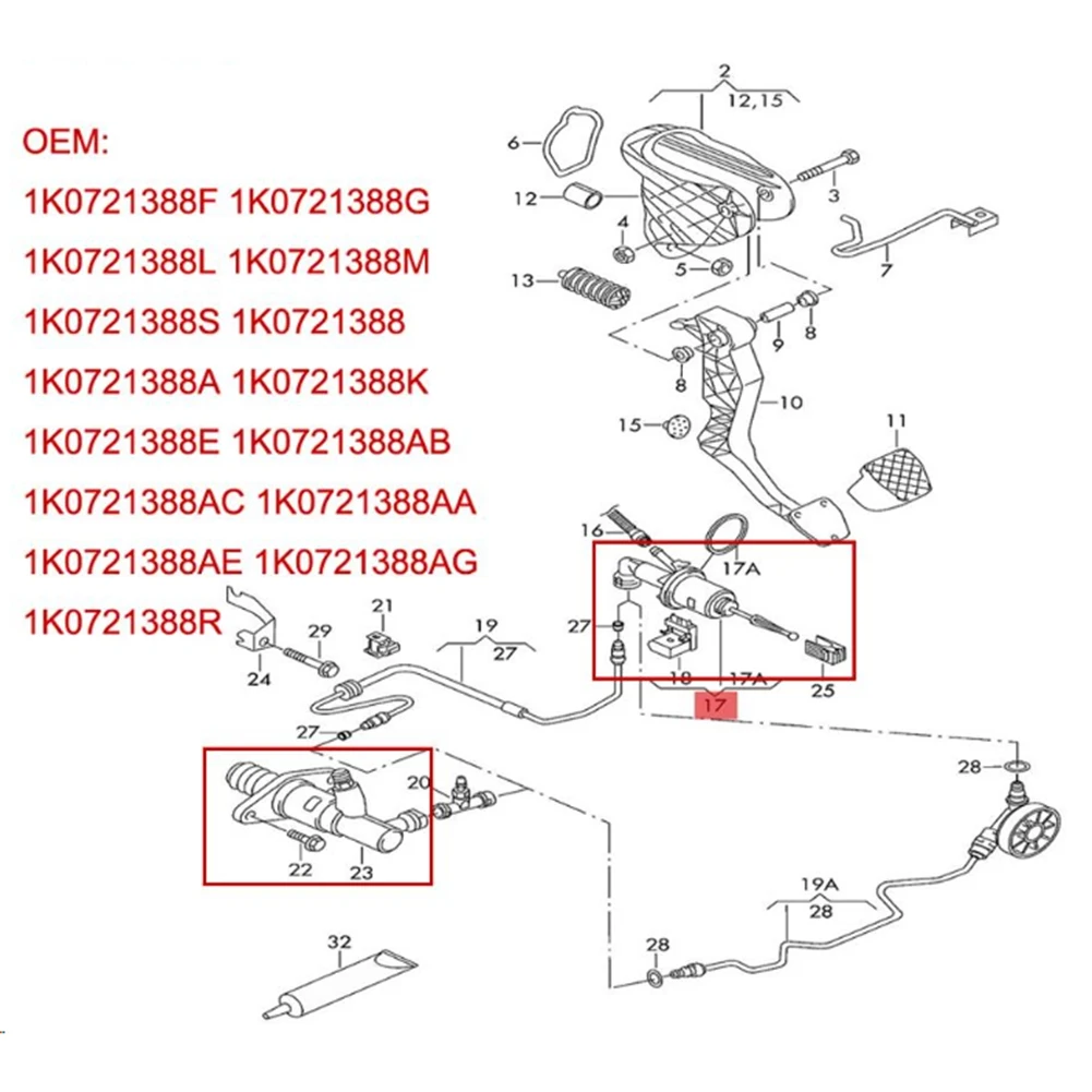 

ABTC-Clutch Slave Cylinder 1K0721388S 1K0721388AB 1K0721261 1K0721261A 1K0721261 1 Set For A3 Jetta Passat
