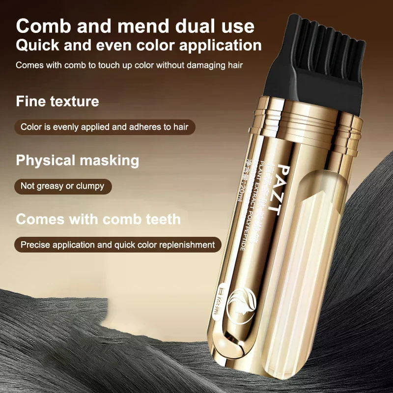 

2 In 1 Plant Hair Dye Stick With Comb Black Brown Long Lasting Temporary Hair Coloring Cover White Hairs Hairline Pen Washable