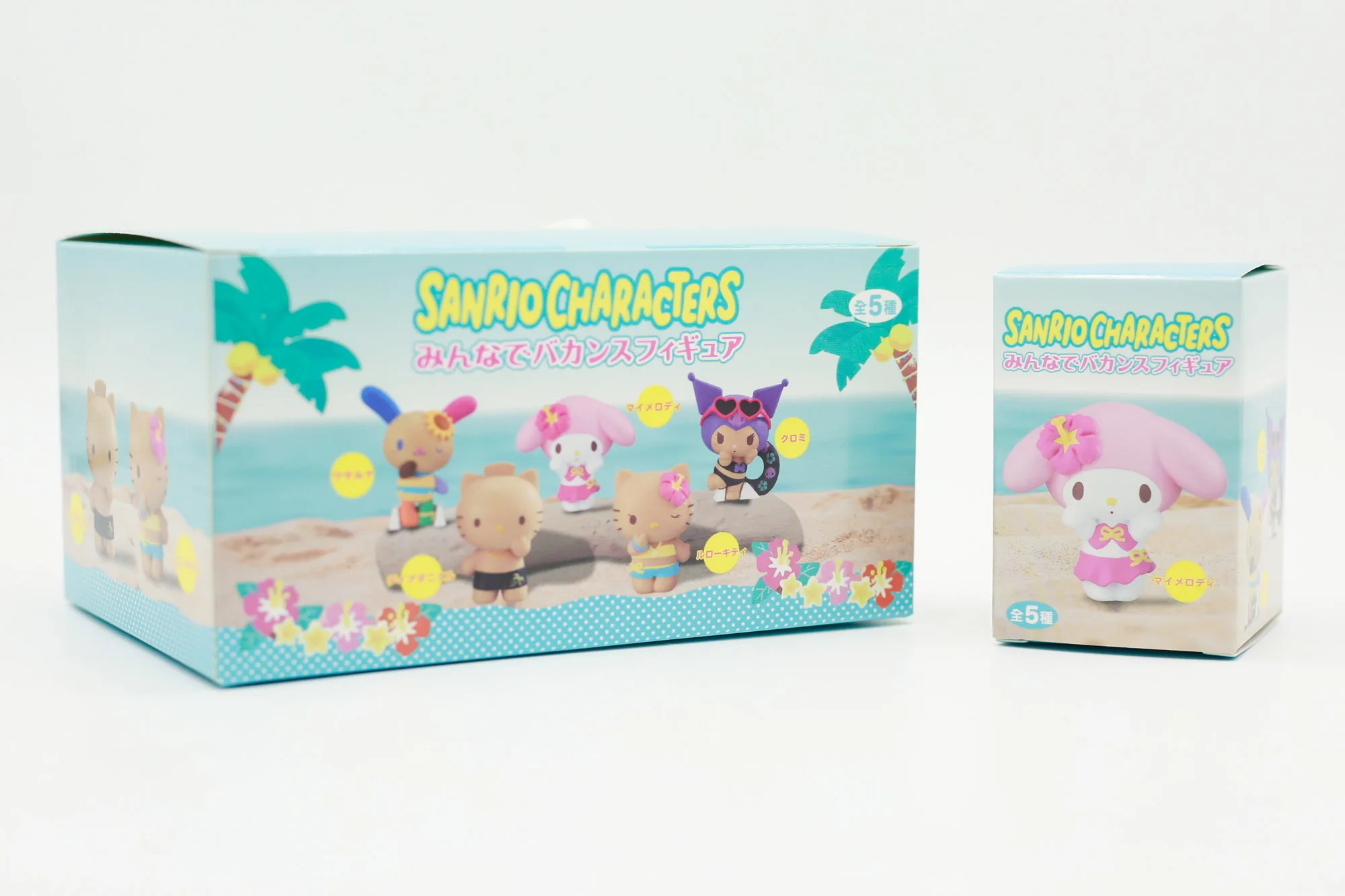 Sanrio Characters Summer Beach Vacation Hello Kitty Kuromi Mystery Blind Box Gifts Toy Model Anime Figures Collect Ornaments view 2