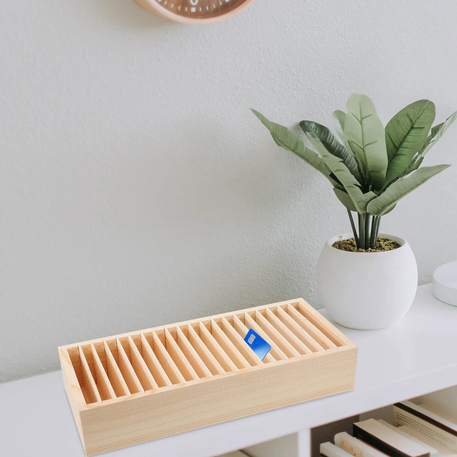 1Pcs Wooden Compartment Storage Box for Cards Notes Photos Jewelry DIY Adjustable Dividers Desktop Home Office Dormitory