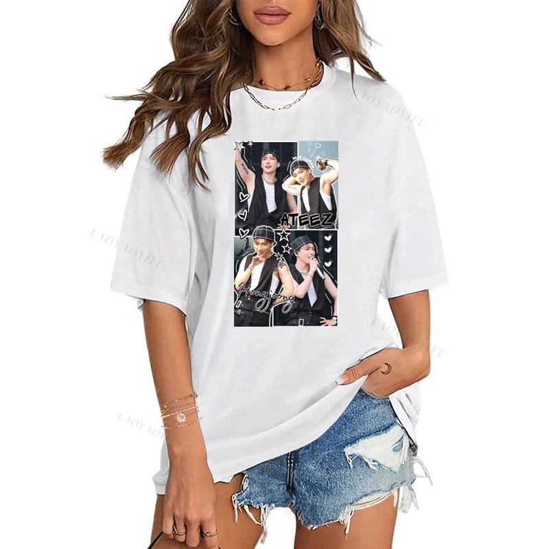Camiseta coreana Playera Kpop Hong Joong moda Casual divertida 100% algodón manga corta camisas gráficas Camisa Popular Top