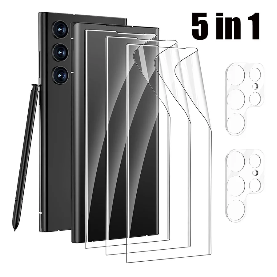 

5in1 Matte Hydrogel Film for Samsung Galaxy S24 Ultra Screen Protector TPU Protective Films Lens Glass for Samsung S24 Ultra