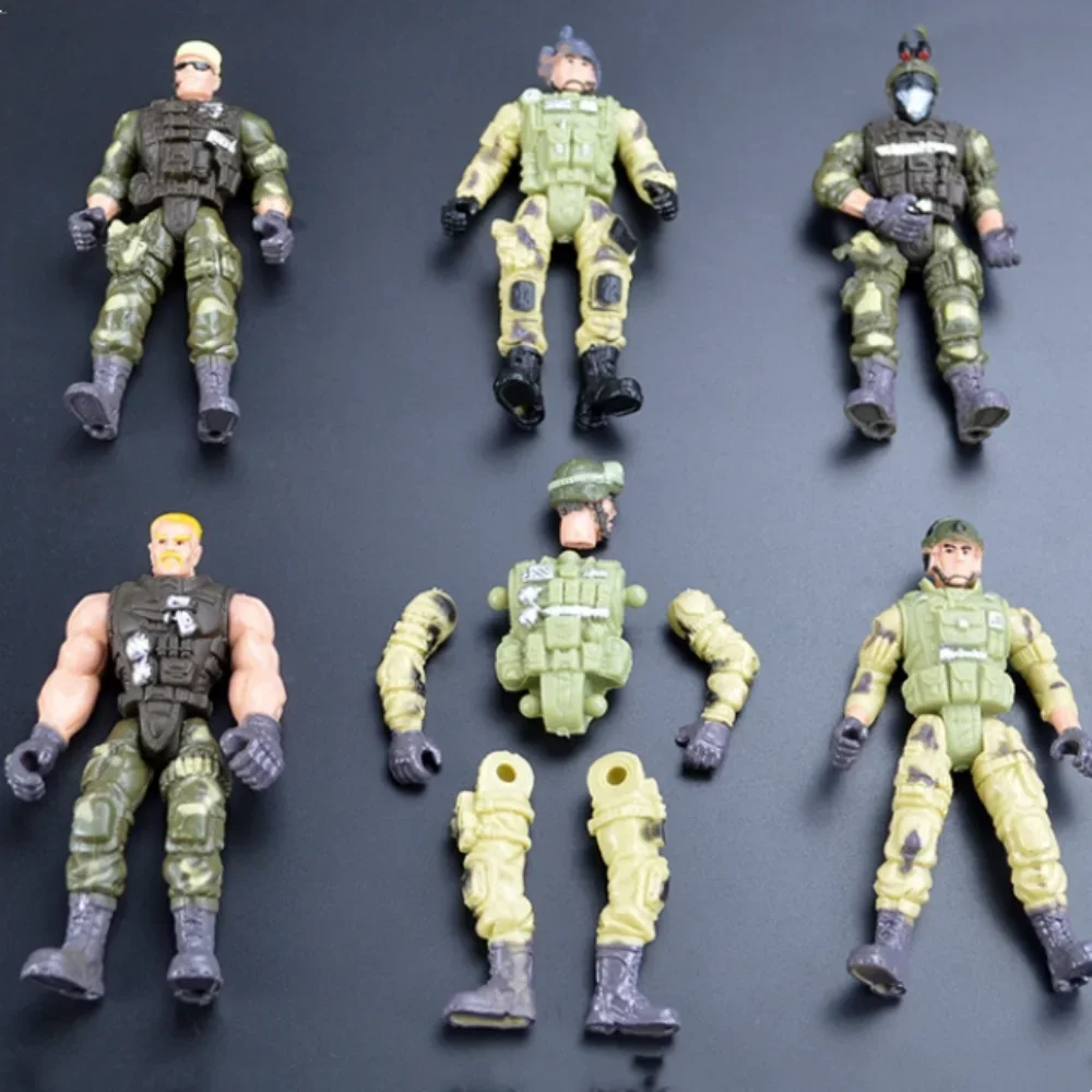 6 pçs/set Guerreiro Elite Force Figura de Ação Militar Brinquedos com Armas 10cm Terrorista SWAT Equipe para Crianças Presente