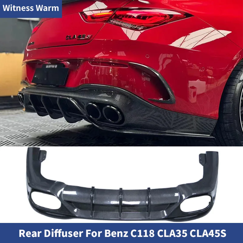 Diffuseur de pare-chocs arrière en fibre de carbone pour Mercedes Benz Classe CLA C118 Sport CLA45 CLA35 AMG 2020-2025, lèvre de pare-chocs arrière