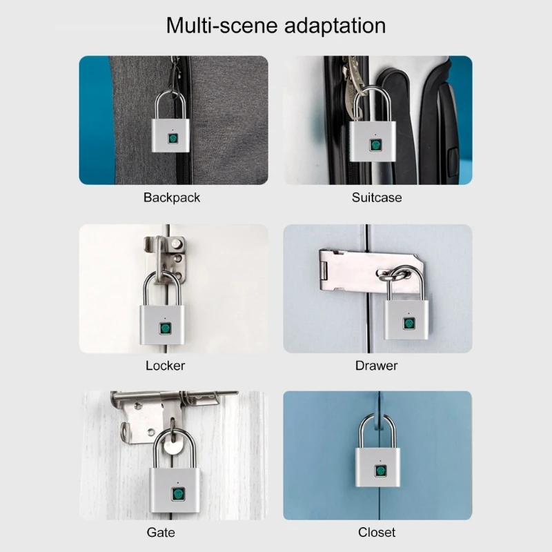 Industrial Keyless Biometric Padlocks Fingerprint Security Lock Electronic Digital Padlocks for Outdoor Fence & Drop Shipping