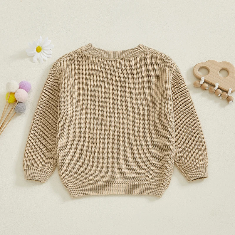 FOCUSNORM Pullover für Kleinkinder, 0–3 Jahre, Mädchen und Jungen, 5 Farben, lässig, Enten-Stickerei, warm, gestrickt, lange Ärmel, Strickwaren – Detail 8