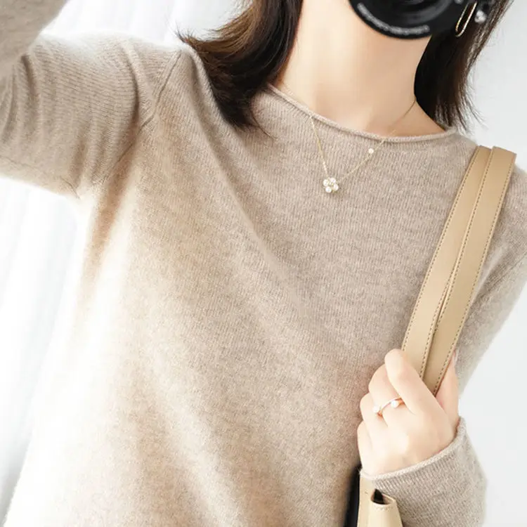 Spring and Autumn Thin Base Layer Women's Pullover Sweater 2023 New Loose Knit Sweater Round Neck Top