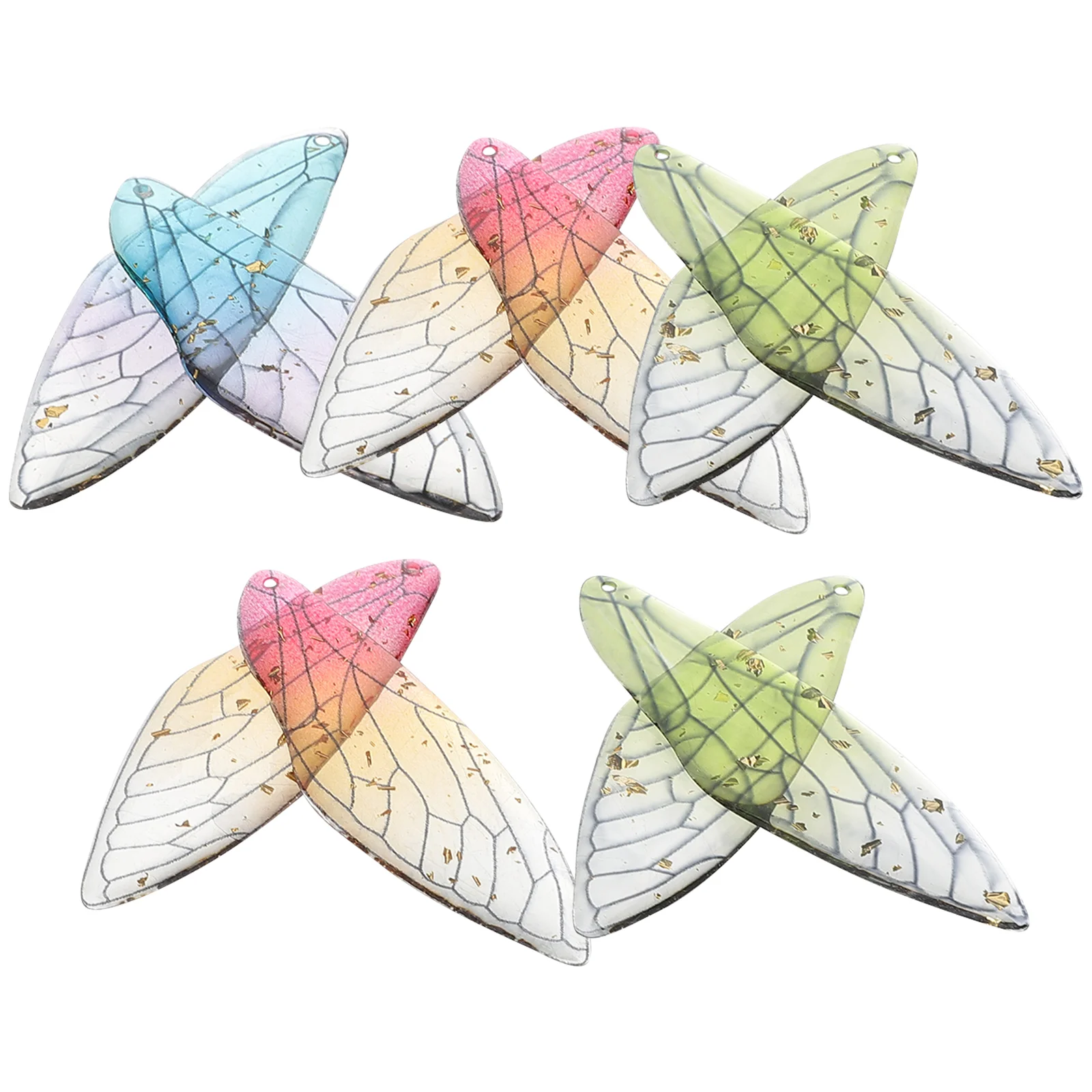 10 Pcs Gradient Dragonfly Wings Jewlery Braclet Charms Small Resin Hair Jewelry for Making Necklace Kit Bracelet