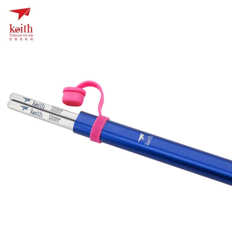 Keith Titanium Chopsticks Food Sticks Outdoor Tableware Chinese Chopsticks For Camping Picnic Traveling Round Chopsticks Ti5820