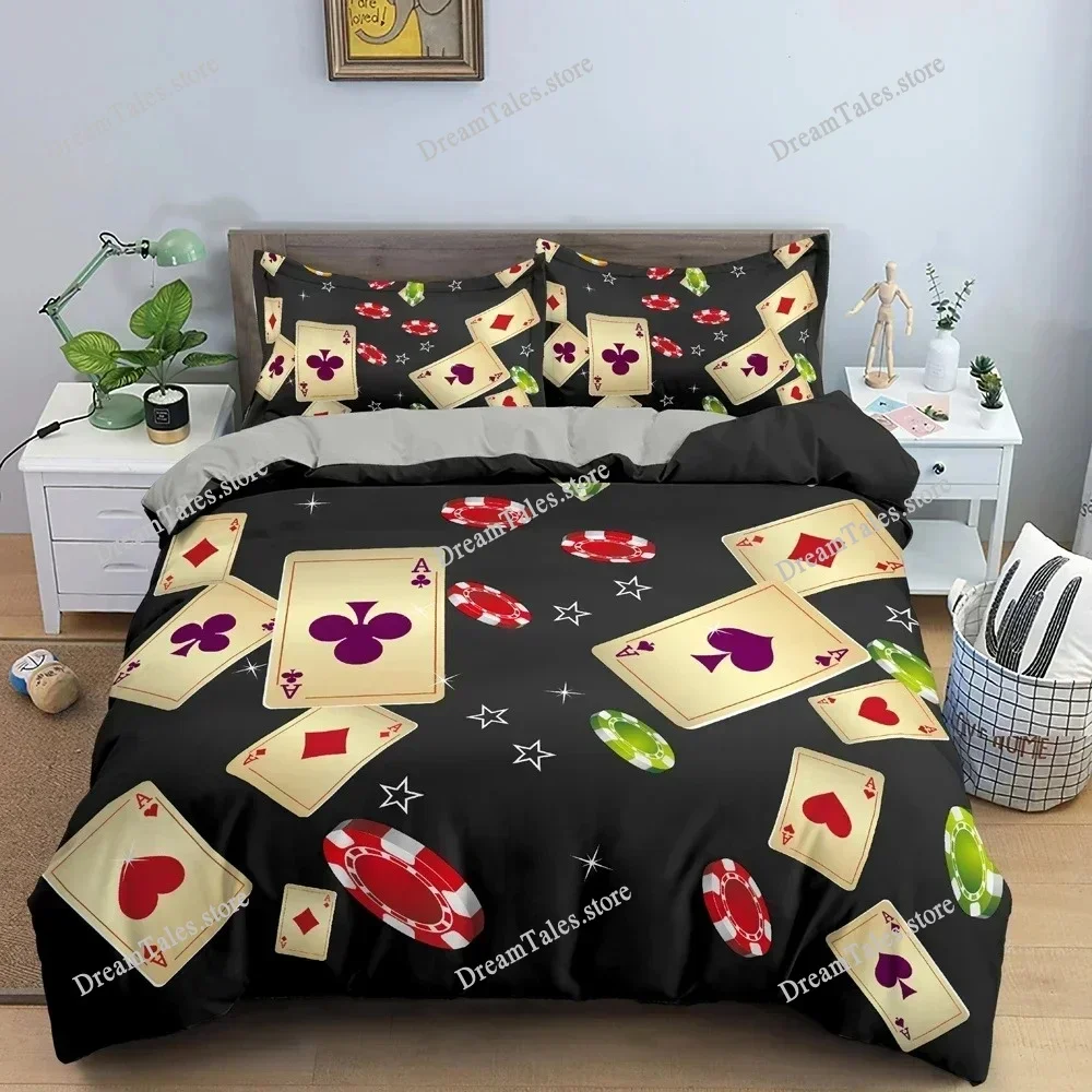 

3D Playing Cards Pattern Bedding Set Luxury Cozy Duvet Cover Set King Queen Full Size Quilt Cover Pillowcase Bedclothes741