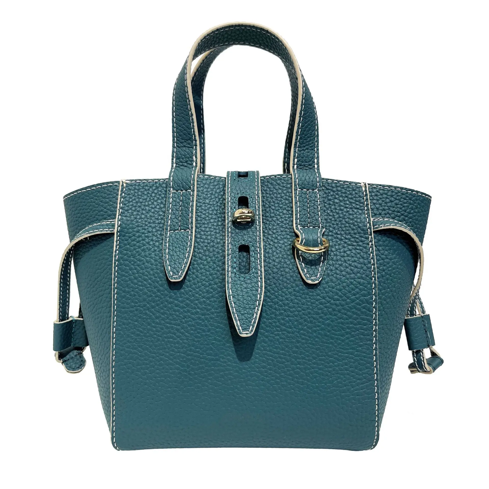 Genuine Leather Women Bucket Totes Casual Soft Handbag