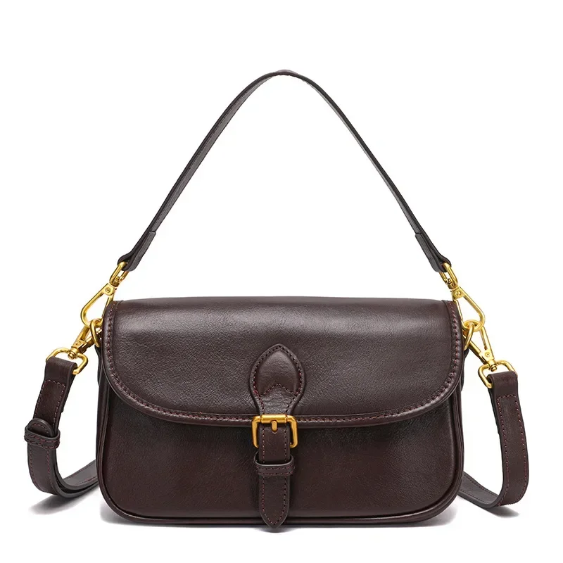 Elegant Genuine Top Layer Vegetable Tanned Cowhide Leather Envelope Handbag Autumn Winter New Collection Shoulder Crossbody Bag