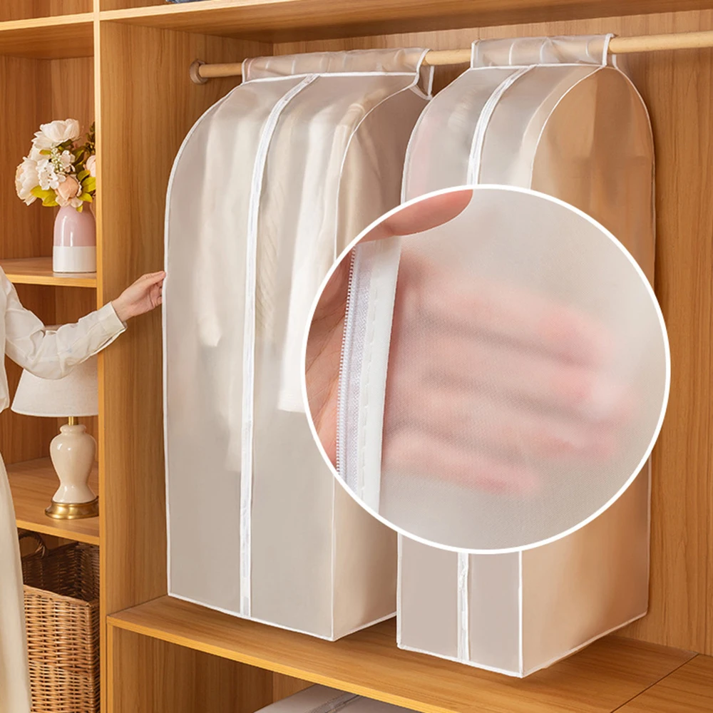 1PC Vertical Clothing Dust Cover Transparent Washable Hanging Bag Household Hanging Thick Coat Suit Dust Bag