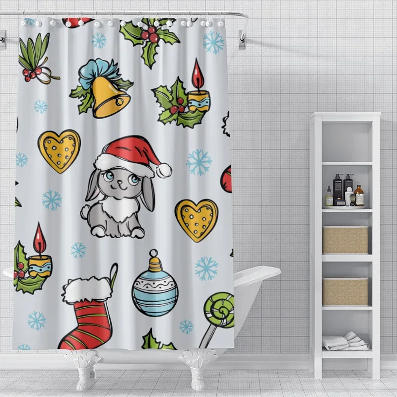 Home decoration shower curtains for bathroom waterproof curtain fabric Modern Nordic style Living Room Merry Christmas winter