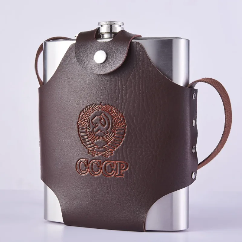 

Portable Stainless Steel Hip Flask Whiskey Wine Pot Leather Cover Bottle Funnel Travel Tour Drinkware Wine Cup Flasks Gift