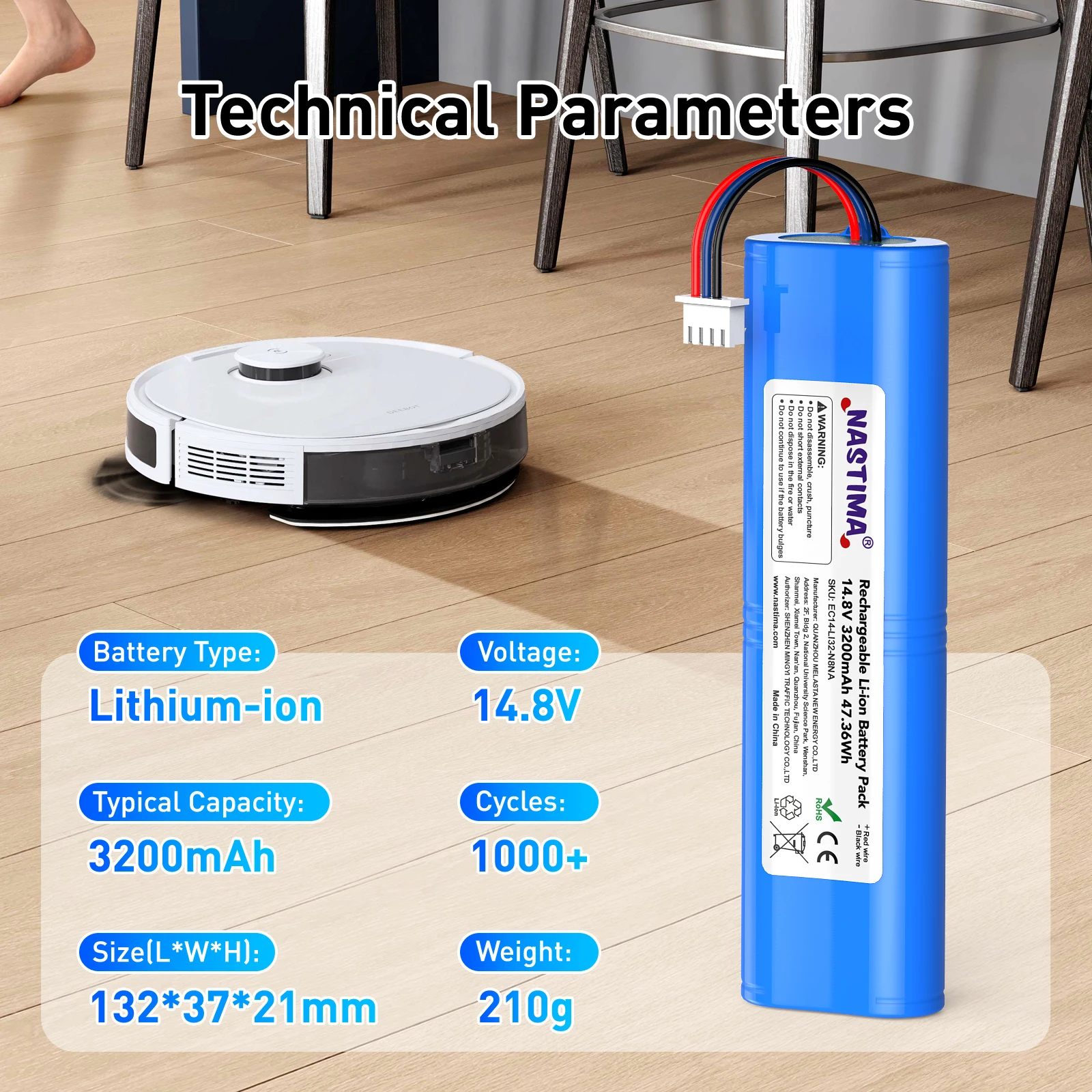 Sparkole 14.4V Li-ion Replacement Battery For Ecovacs Deebot Ozmo 900 901 905 920 930 937 N8 Pro Robot Vacuum Cleaner Battery