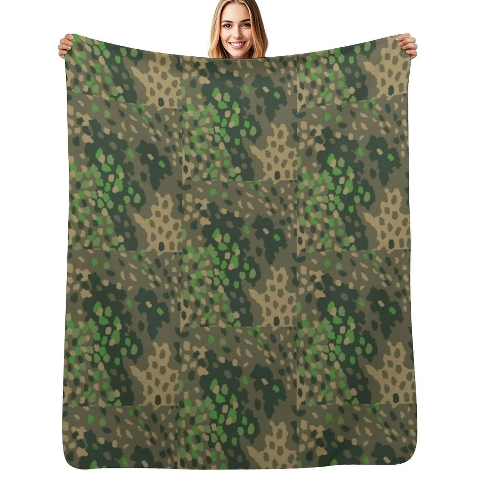 

Dot 44 German WW2 camouflage pattern Throw Blanket Year Round Soft Comfortable Blanket for Home
