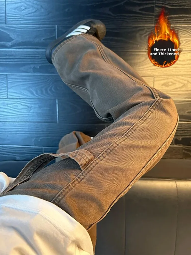 

Cé Brown American Sle Jeans Men's Winter Fce Workwear Pants Angle Cut Leg Lengthening Straight Leg Jeans