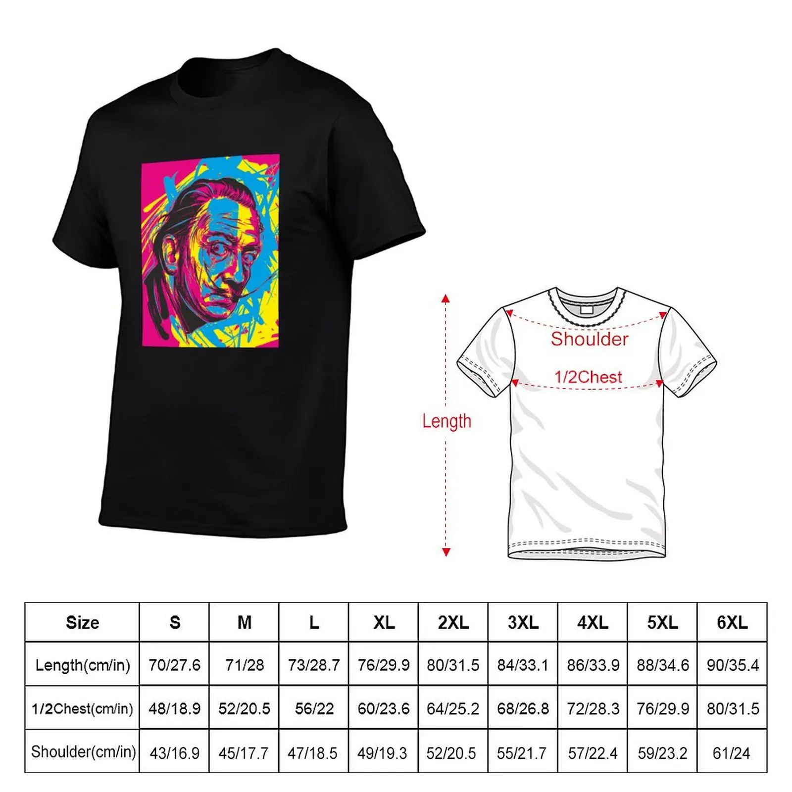 Surrealistyczny portret Salvador Dali T-Shirt słodkie topy wysublimowane męskie białe koszulki