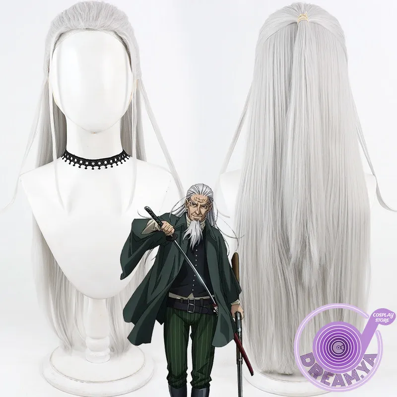 Hijikata Cosplay Wig Golden Kamuy Gray Long Heat Resistant Synthetic Hair Halloween Party Role Play Carnival + Free Wig Cap