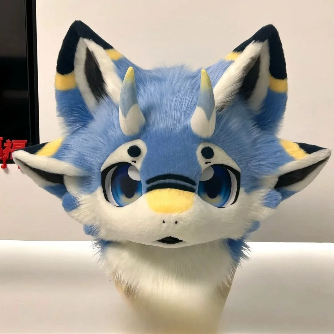 Fursuit Kemono Base Mask Animal Skull Dragon Short Snouted Furry PLA 3DPrinted Skull Furry Head DIY Cosplay Anime Accessorie