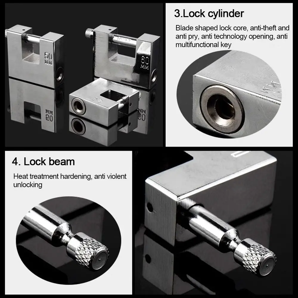 Creative Stainless Steel Heavy Duty Padlocks Anti-cut With Keys Anti-theft Lock Security Anti-pry Lockpick Set