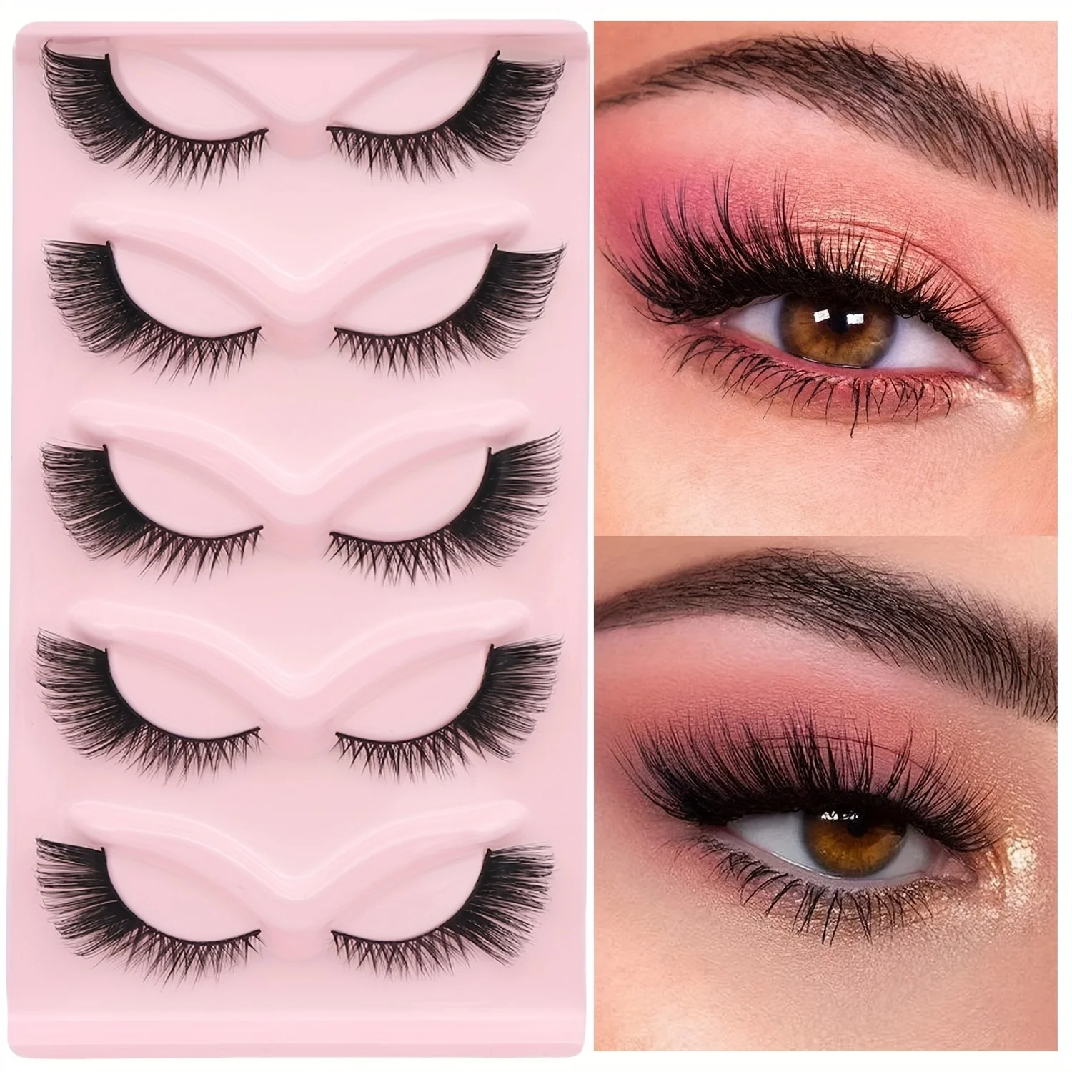 5 Pairs Wispy Cat Eye Lashes - Hypoallergenic, Long & Thick False Eyelashes For A Dramatic Look