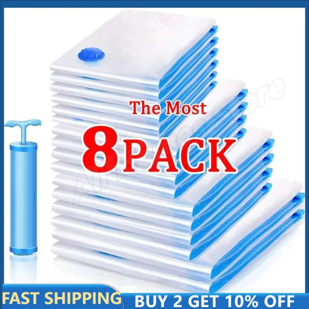 8/5/3PCS Vacuum Storage Bags Compression Pack Vacuum Bag for Down Storing Clothes Bedding Blanket Space Save Travel BagOrganizer