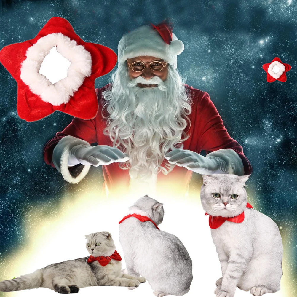

Five-pointed Star Scarf Collar for Dogs Winter Color Circle Christmas Costume Pentagram