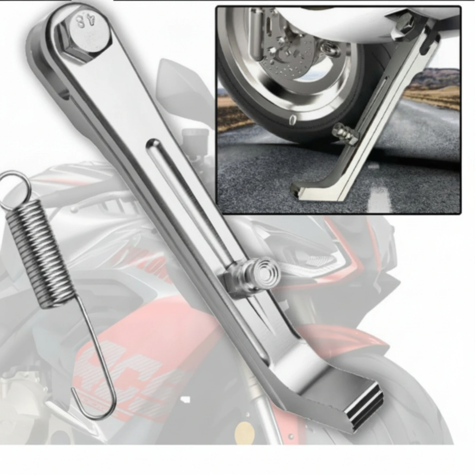 Motorcycle Side Stand with Spring Short Motorcycle Kickstand Spring Anti-Oxidation Long-Lasting for Motorcyclists, Custom Builds