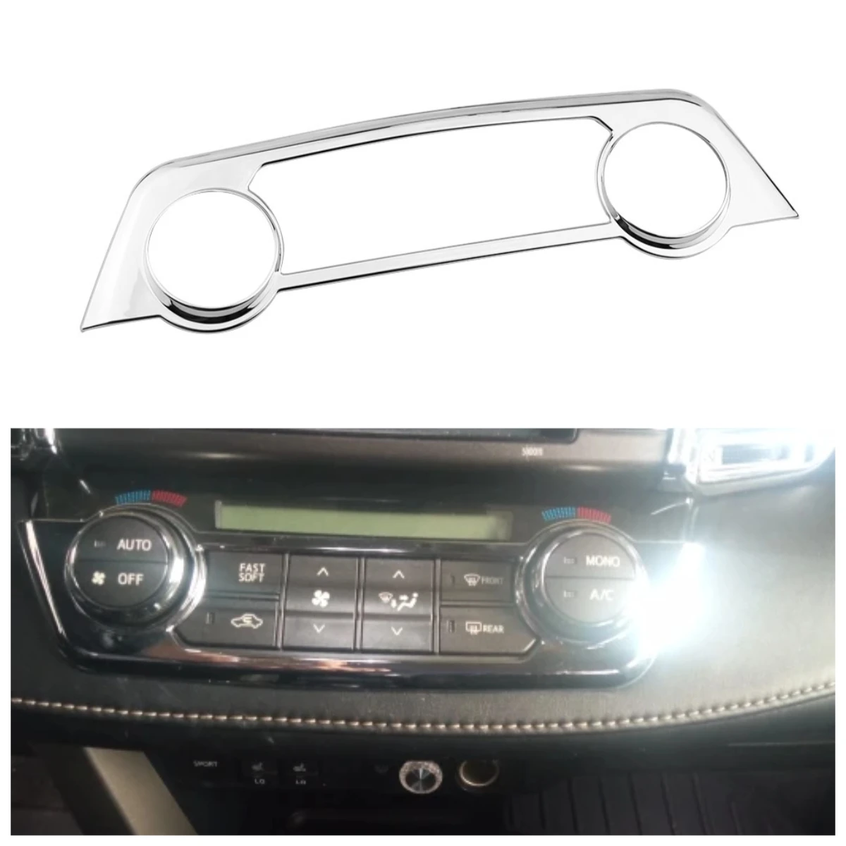 Car ABS Chrome AC Air Conditioning Button Control Panel Cover Trim Sticker for Toyota RAV 4 RAV4 2014 - 2016 Accessories