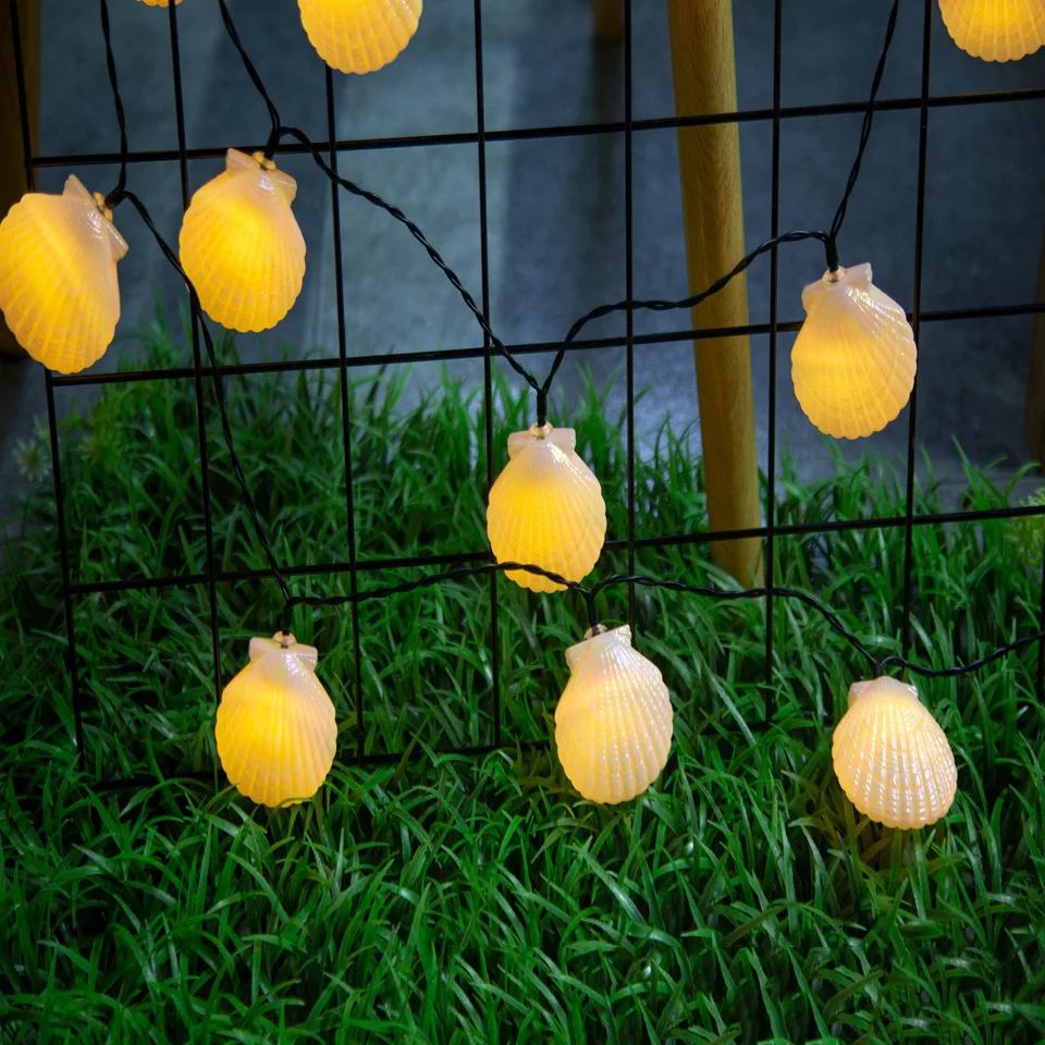 Shell String Lights LED Solar Light Outdoor Garden Decoration Lights String for Yard Decor Summer Holiday 900