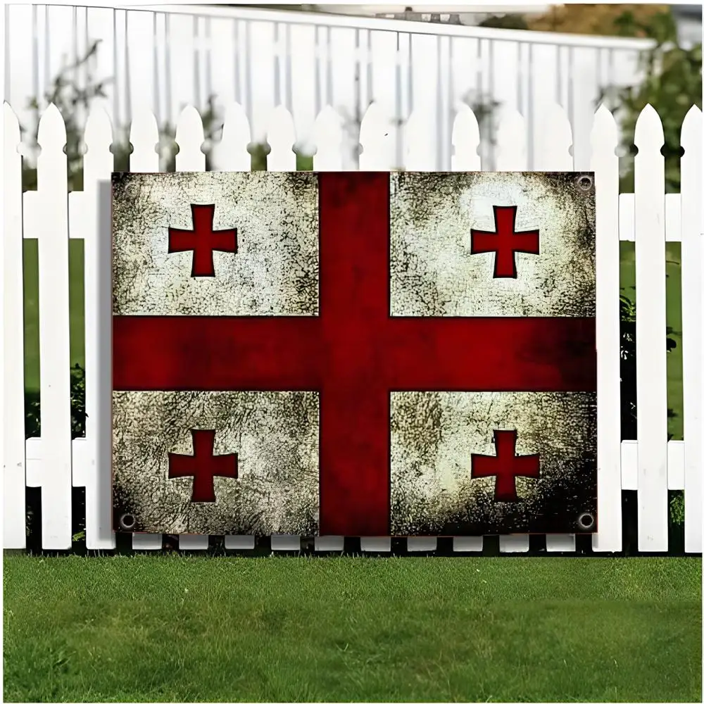 Jerusalem Cross Flag Flags Edgeless four-ring hanging decor indoor outdoor compatible easy for hanging display