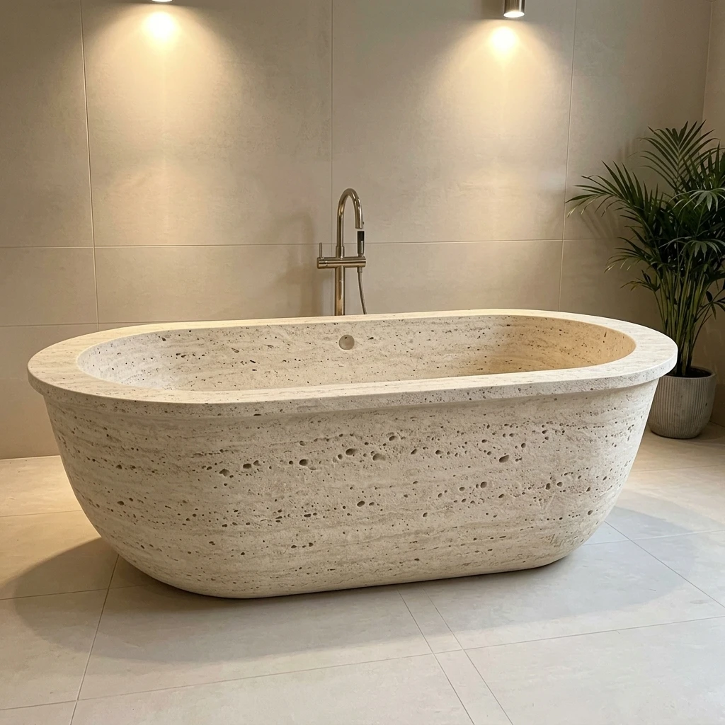 Luxury Stone Baths,Natural Stone Bathtub Beige Travertine Bathtub Polished Travertine Stone Bath Tub Modern Luxury Bathroom Deco