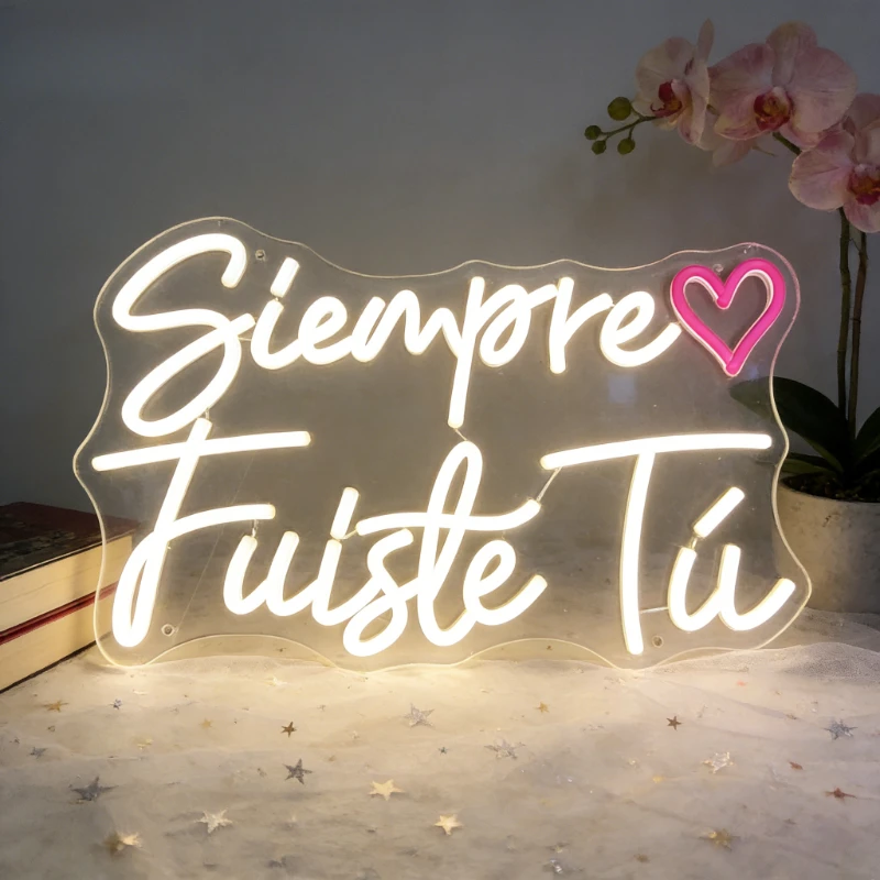

Siempre Fuiste Tu Neon Sign LED Night Light USB Aesthetic Wall Art Desk Lamp for Valentine's Day Wedding Anniversary Decor Gift
