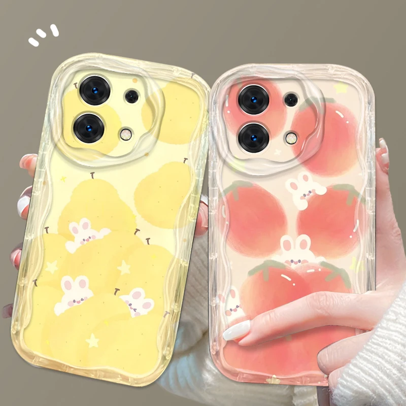 

Pink Fruit Rabbit Cute For Xiaomi Redmi Note 13 12 12S 11S 11 10 9 8 10A 9C 9T Pro Plus 5G Wave Oil Cover Phone Case