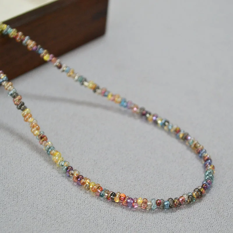 

Cuasual Niche Design Literary Retro Bohemian Style Colorful Translucent Rice Beads Hand-beaded Necklace Clavicle Chain Bracelet