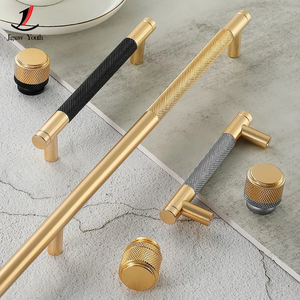 25mm-158mm New Modern Gold Cabinet Handle Black Cupboard Handle Wardrobe Door Handle Drawer hardware Handle
