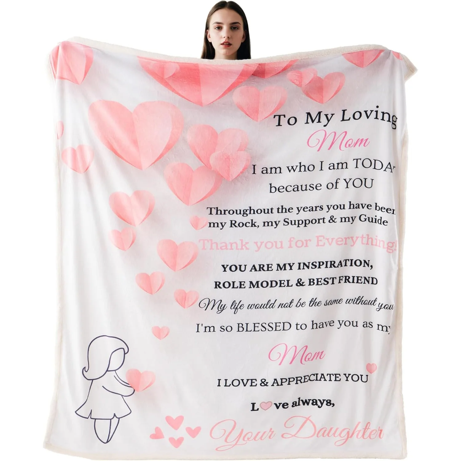 Battilo to My Loving Mom Blanket from Daughter Son, Gift for Mom Birthday Mother Day, Super Soft Flannel Throw Blanket for Bed C