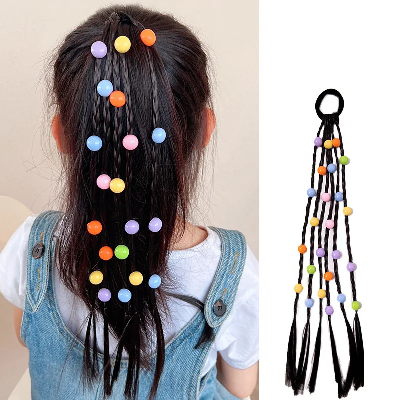 1PC Girls Pentagram Flower Wigs Ponytail Headbands Rubber Bands Hair Bands Headwear Kids Lovely Hair Accessories Hair Ornament