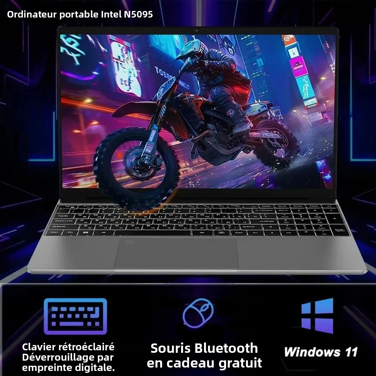 CARBAYTA 15.6 "ordinateur portable Intel Celeron N5095 ordinateur portable 16 32G Ram 128GB-2TB SSD bureau étude PC Windows 11 1080P ordinateurs portables