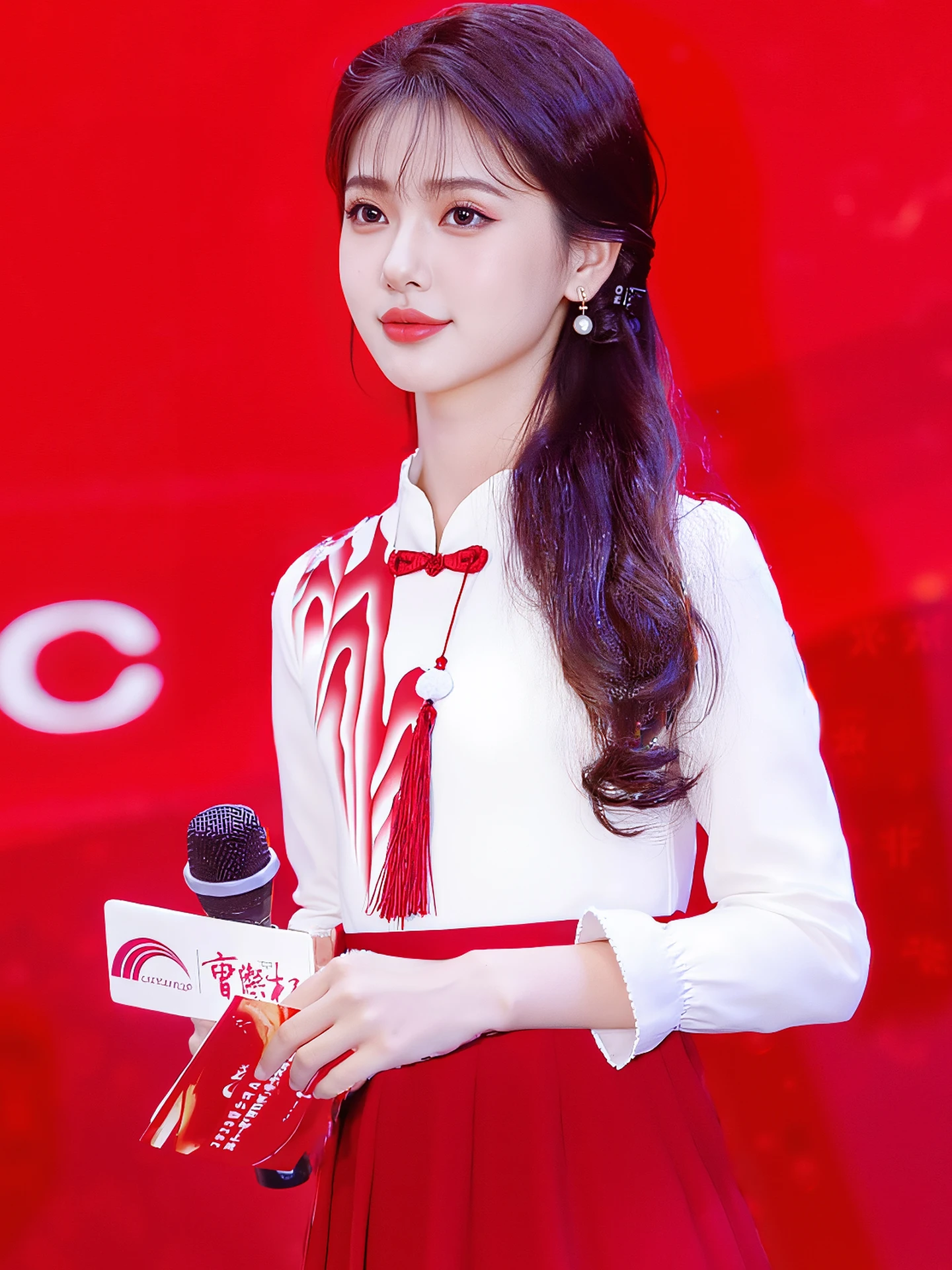 

Red Performance Costume Nationatic Chorus Adult Host Ceremony Outfit High School Students Stage Clothing T Suit