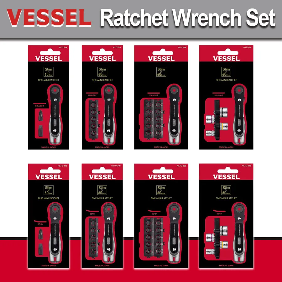 

VESSEL 1pcs Mini Ratchet Wrench Set with Replaceable Screwdriver Bit Set Socket Wrench TD-23/ 24/ 25/ 26/ BS21/ BS22